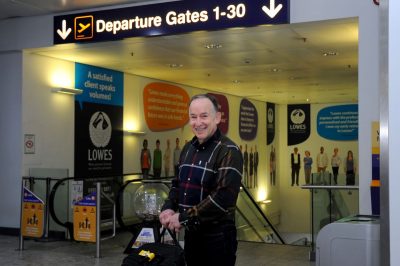 Richard Swart in Newcastle International Airport’s departure lounge