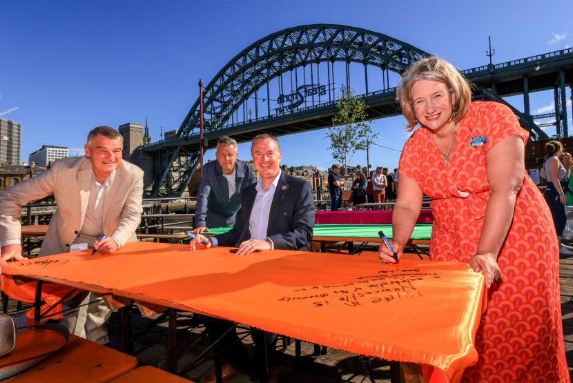 Pictured from left to right: Cllr Martin Gannon, leader of Gateshead Council, Cllr Nick Kemp, leader of Newcastle City Council, Martin Kearney, chief operating officer for Nexus and Sarah Green, chief executive of NGI