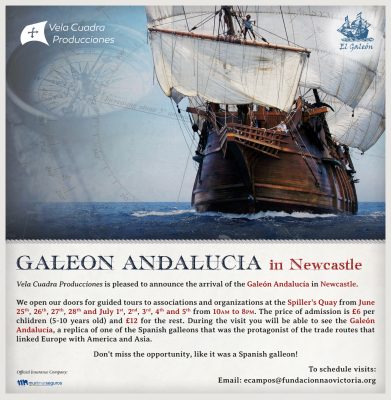 Event flyer for the Spanish Galleon Newcastle event