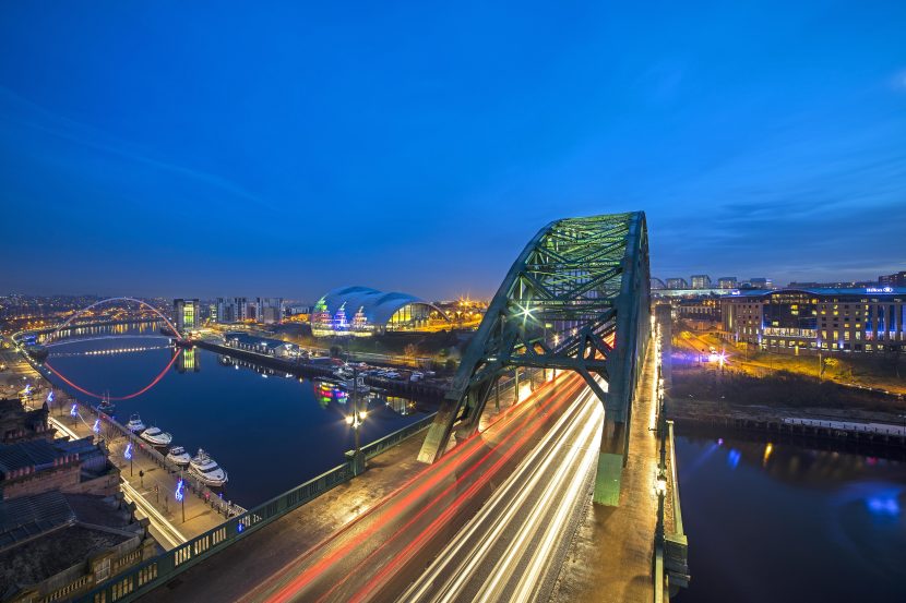 Tyne Bridge at dusk looking out over to Gateshead